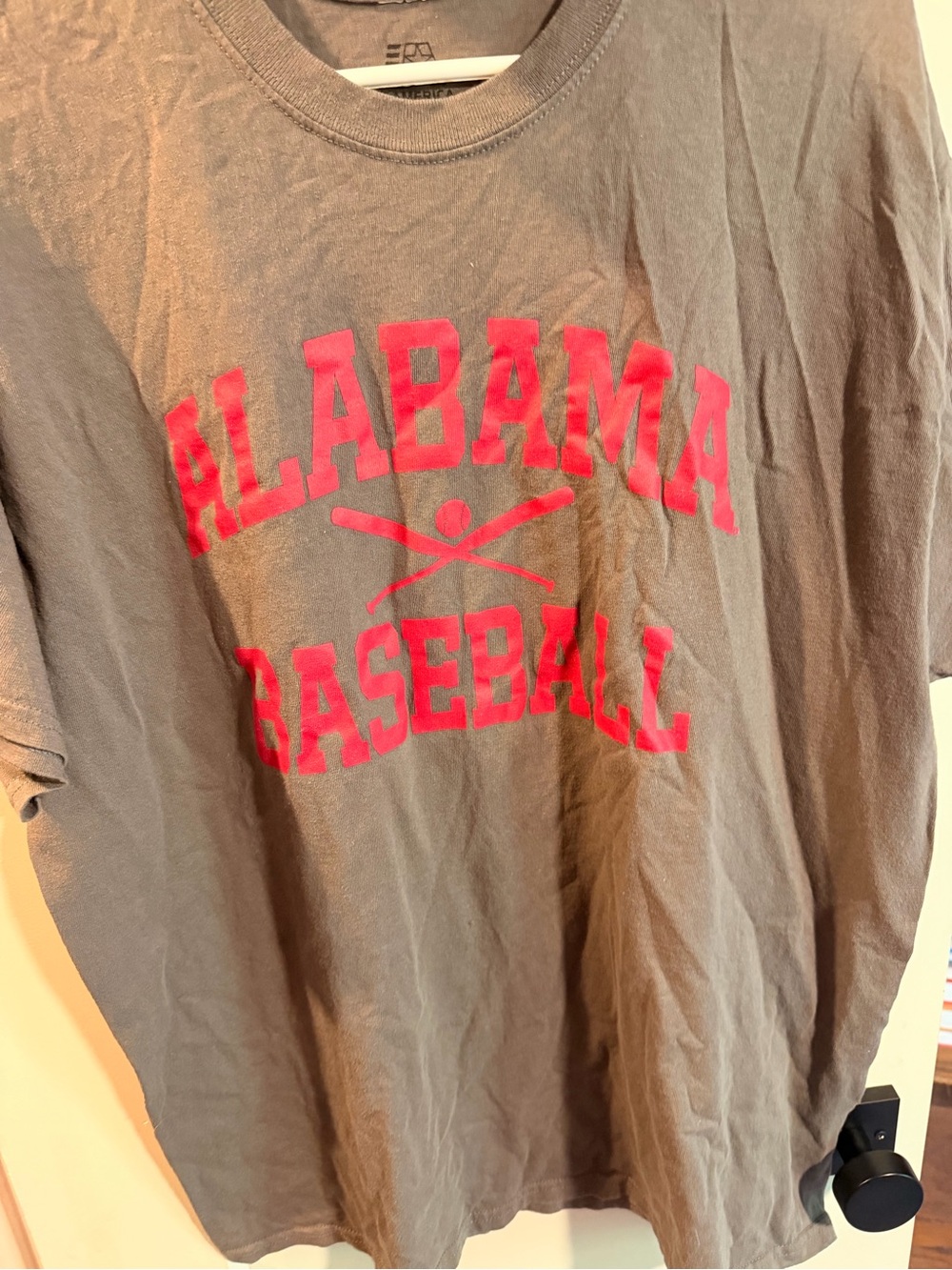 Alabama Baseball Short Sleeve Tee in Brown with Red Print